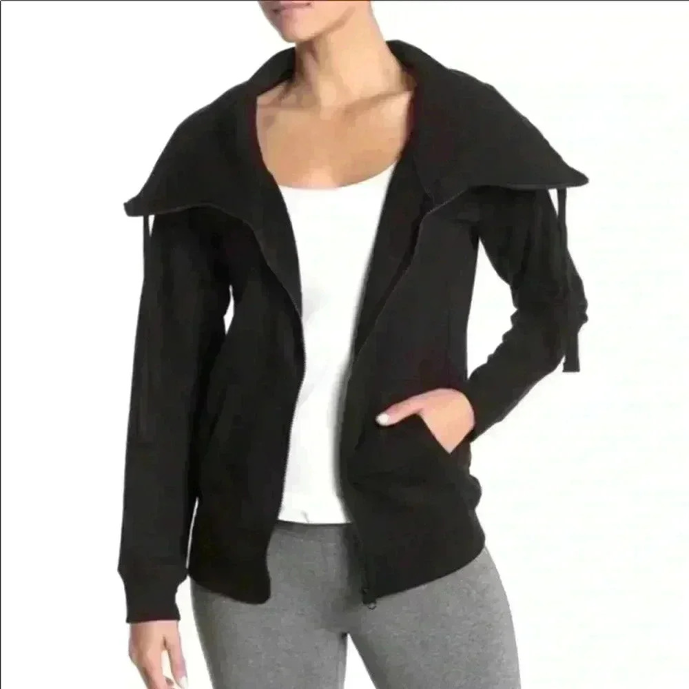 Z by Zella Full Effect Women's Black Zip Activewear Casual Sweater Size L